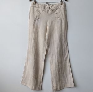 J.Crew Favourite Fit Linen Wide Leg Women Beige Sailor Pants Size 10